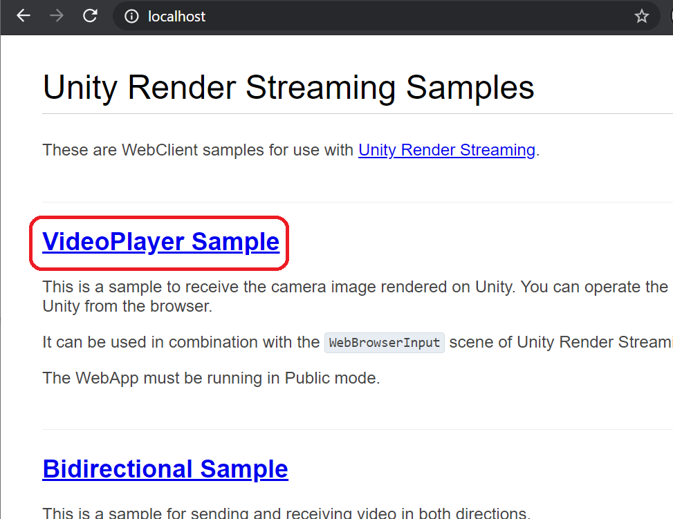 Main page on the browser